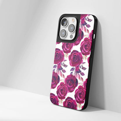 Industry-Level Tough Matte Red Rose iPhone Case (MagSafe-Compatible)