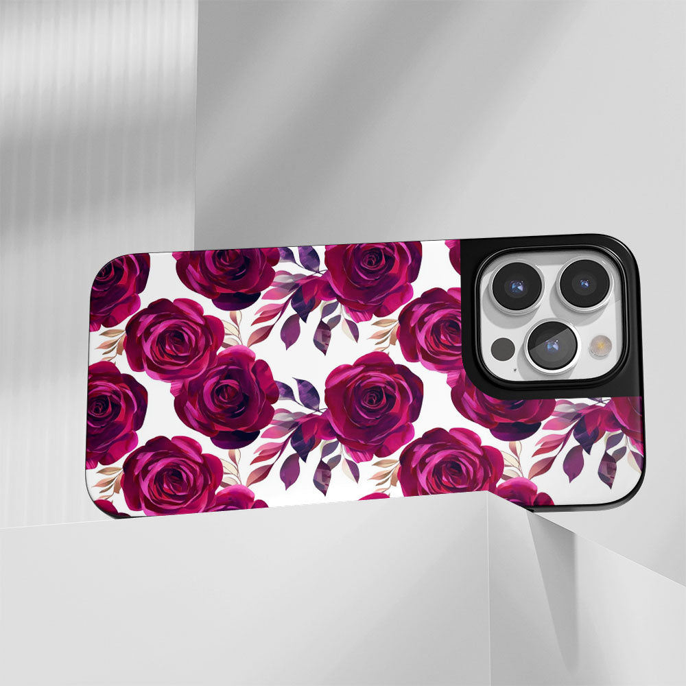 Industry-Level Tough Matte Red Rose iPhone Case (MagSafe-Compatible)