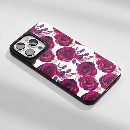 Industry-Level Tough Matte Red Rose iPhone Case (MagSafe-Compatible)