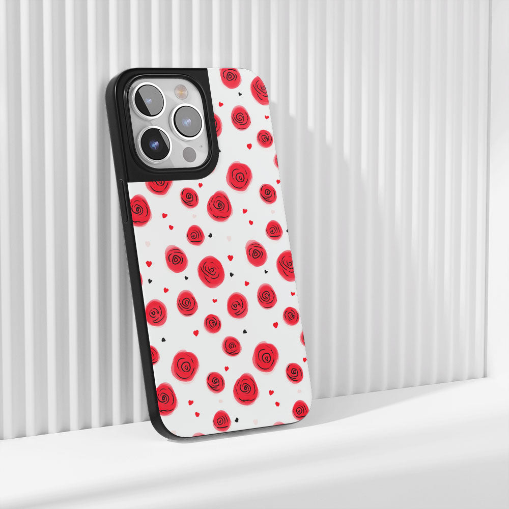 Industry-Level Tough Matte Red Rose iPhone Case (MagSafe-Compatible)