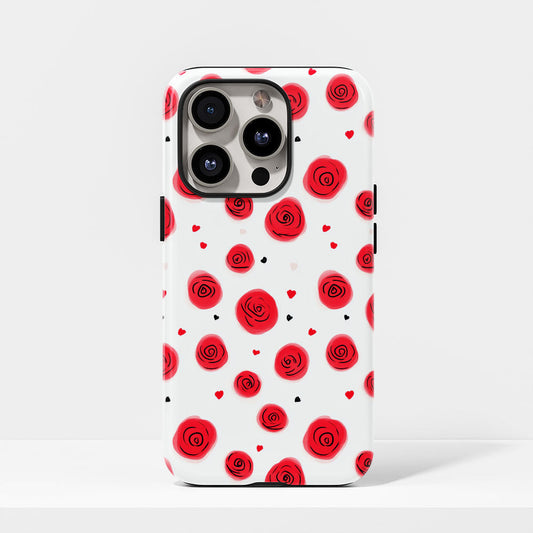 雙層半手印堅韌霧面紅玫瑰 iPhone 手機殼