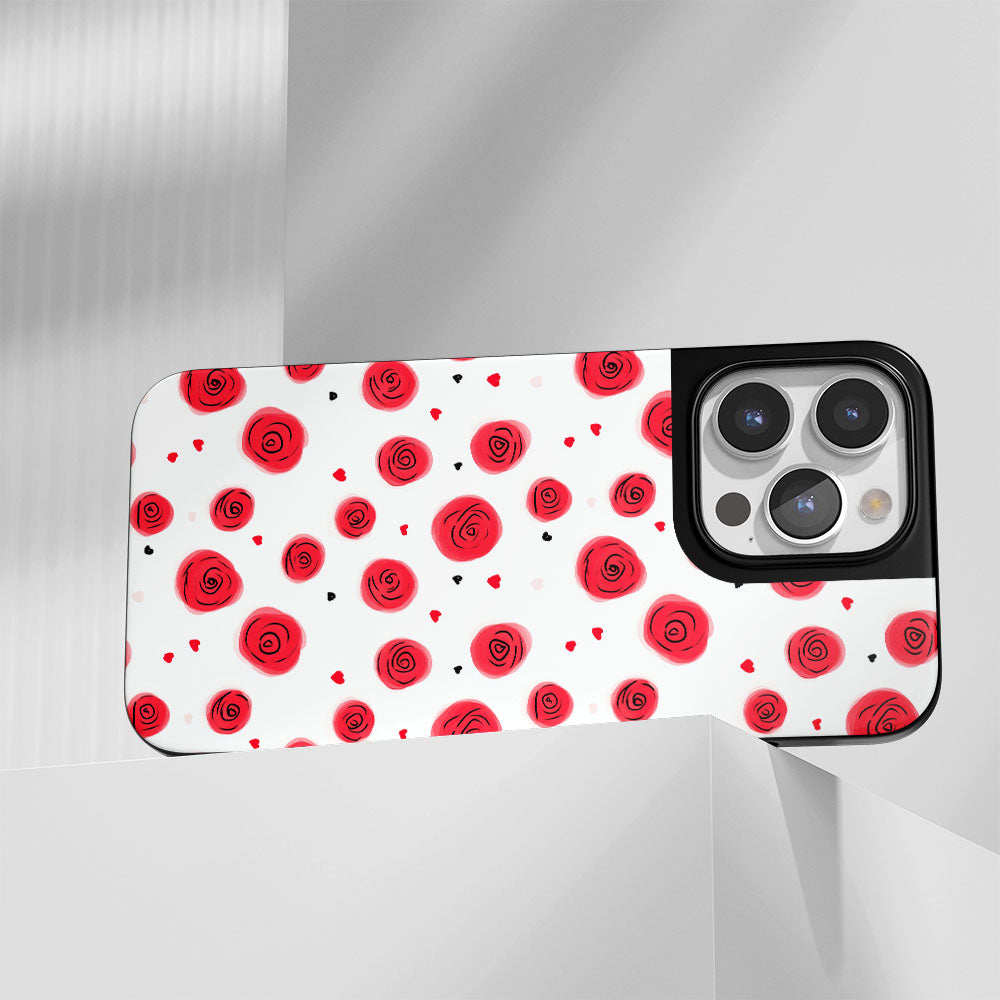 Industry-Level Tough Matte Red Rose iPhone Case (MagSafe-Compatible)