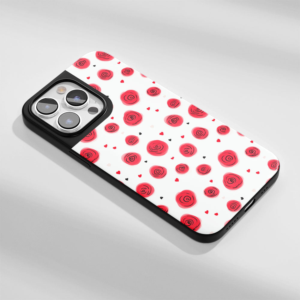 Industry-Level Tough Matte Red Rose iPhone Case (MagSafe-Compatible)