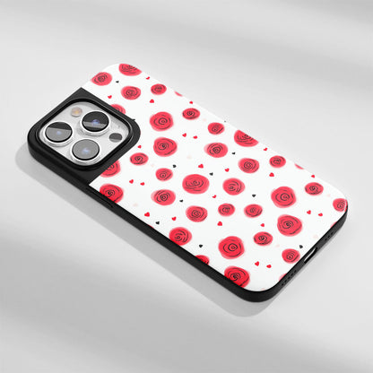 Industry-Level Tough Matte Red Rose iPhone Case (MagSafe-Compatible)