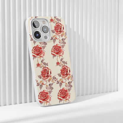 Latest 3rd-Generation Crystal Tough Glossy Red Rose iPhone Case (MagSafe-Compatible)