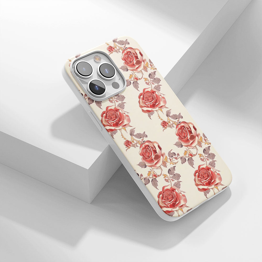 Latest 3rd-Generation Crystal Tough Glossy Red Rose iPhone Case (MagSafe-Compatible)