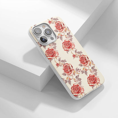 Latest 3rd-Generation Crystal Tough Glossy Red Rose iPhone Case (MagSafe-Compatible)