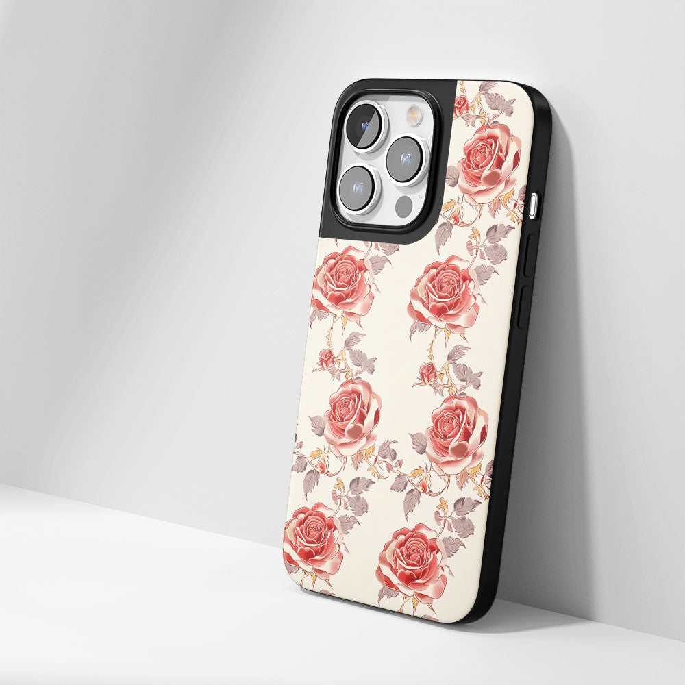 Industry-Level Tough Matte Red Rose iPhone Case (MagSafe-Compatible)