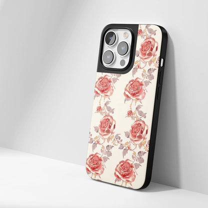 Industry-Level Tough Matte Red Rose iPhone Case (MagSafe-Compatible)