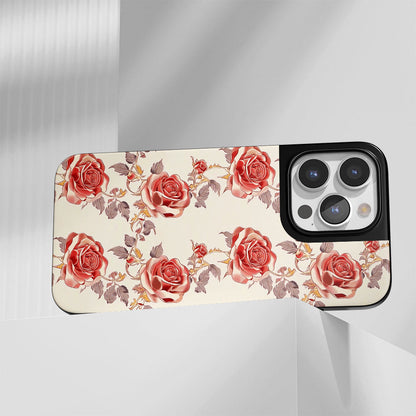 Industry-Level Tough Matte Red Rose iPhone Case (MagSafe-Compatible)