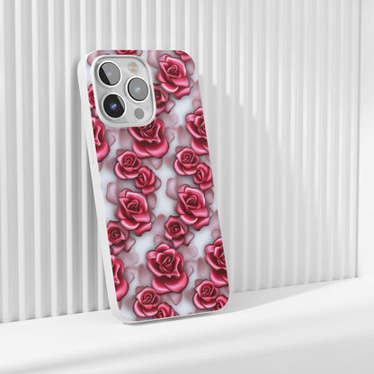 Latest 3rd-Generation Crystal Tough Glossy Red Rose iPhone Case (MagSafe-Compatible)
