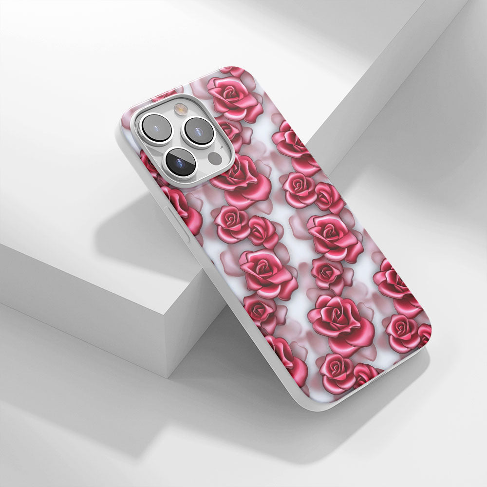 Latest 3rd-Generation Crystal Tough Glossy Red Rose iPhone Case (MagSafe-Compatible)