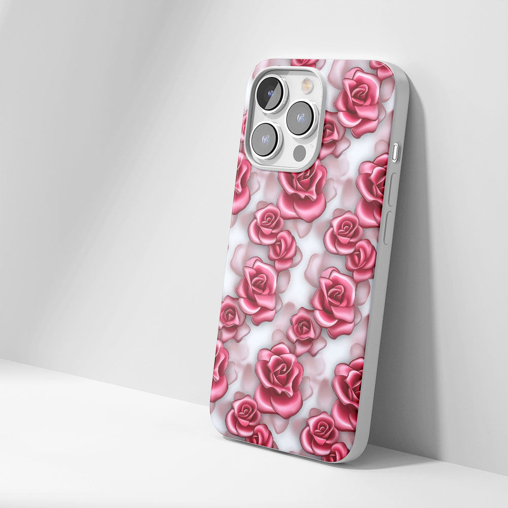 Latest 3rd-Generation Crystal Tough Glossy Red Rose iPhone Case (MagSafe-Compatible)