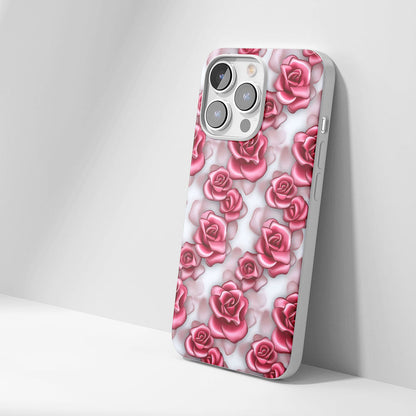 Latest 3rd-Generation Crystal Tough Glossy Red Rose iPhone Case (MagSafe-Compatible)