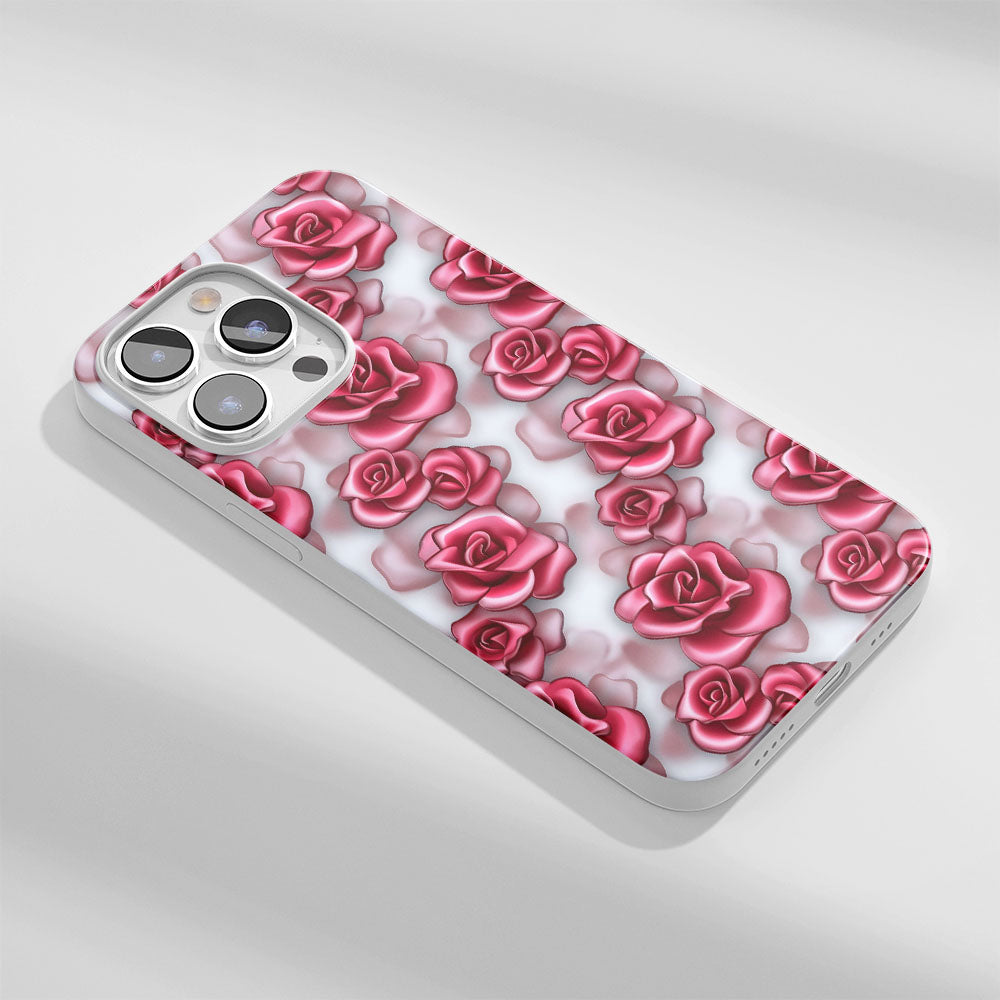 Latest 3rd-Generation Crystal Tough Glossy Red Rose iPhone Case (MagSafe-Compatible)