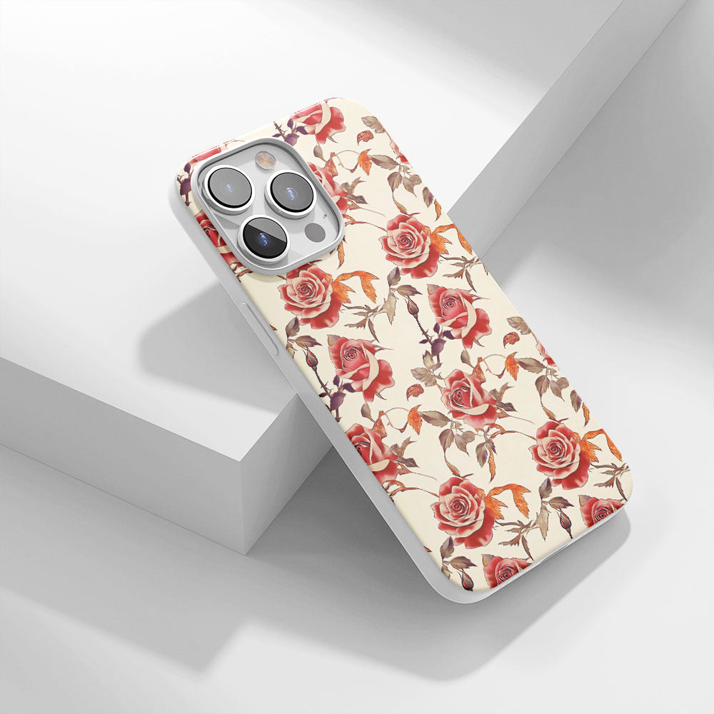 Latest 3rd-Generation Crystal Tough Glossy Red Rose iPhone Case (MagSafe-Compatible)