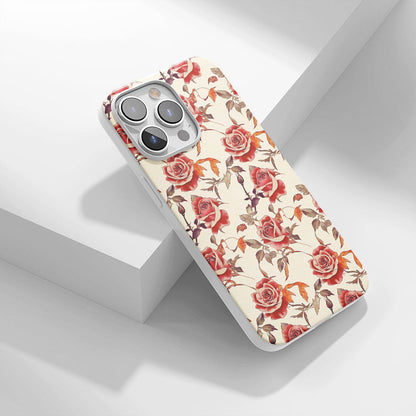 Latest 3rd-Generation Crystal Tough Glossy Red Rose iPhone Case (MagSafe-Compatible)