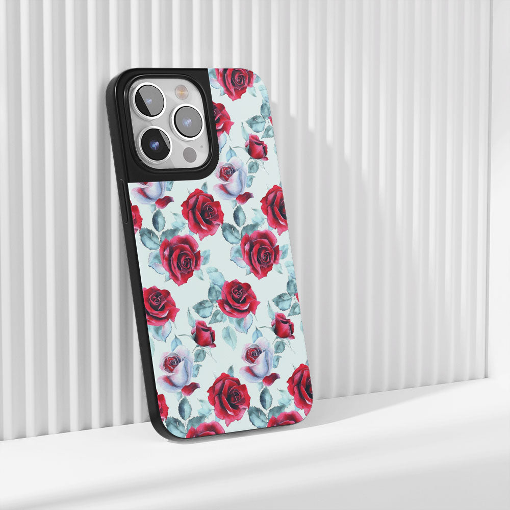 Industry-Level Tough Matte Red Rose iPhone Case (MagSafe-Compatible)