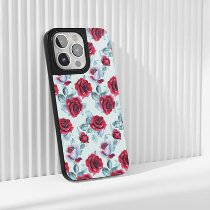 Industry-Level Tough Matte Red Rose iPhone Case (MagSafe-Compatible)