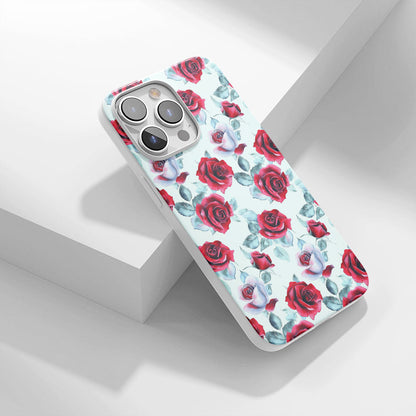 Latest 3rd-Generation Crystal Tough Glossy Red Rose iPhone Case (MagSafe-Compatible)