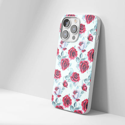 Latest 3rd-Generation Crystal Tough Glossy Red Rose iPhone Case (MagSafe-Compatible)
