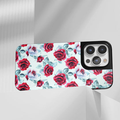 Industry-Level Tough Matte Red Rose iPhone Case (MagSafe-Compatible)