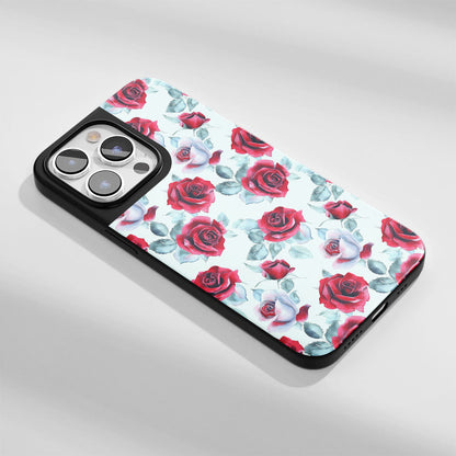 Industry-Level Tough Matte Red Rose iPhone Case (MagSafe-Compatible)