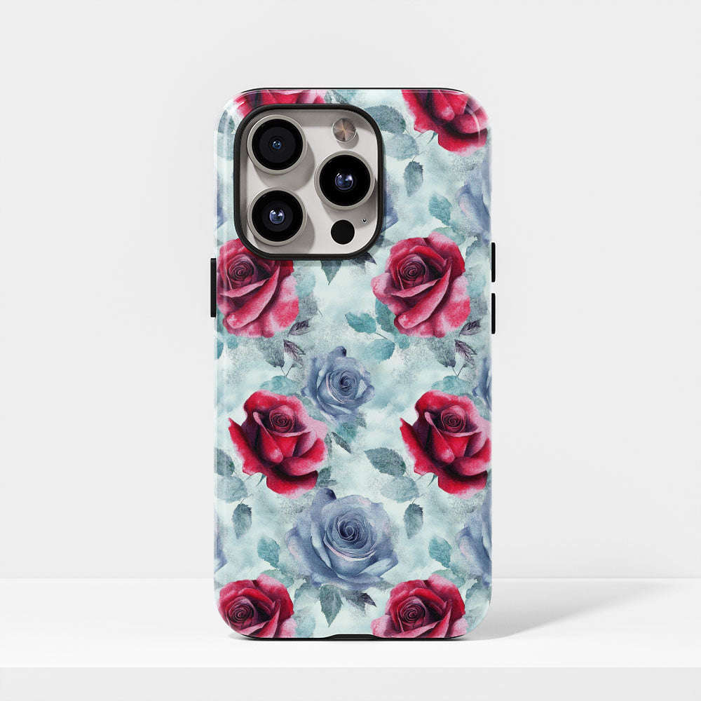 雙層半手印堅韌霧面紅玫瑰 iPhone 手機殼