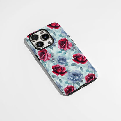 雙層半手印堅韌霧面紅玫瑰 iPhone 手機殼