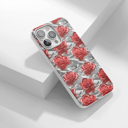 Latest 3rd-Generation Crystal Tough Glossy Red Rose iPhone Case (MagSafe-Compatible)