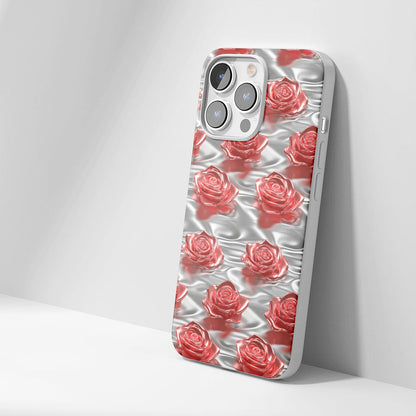 Latest 3rd-Generation Crystal Tough Glossy Red Rose iPhone Case (MagSafe-Compatible)