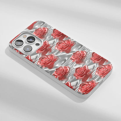 Latest 3rd-Generation Crystal Tough Glossy Red Rose iPhone Case (MagSafe-Compatible)