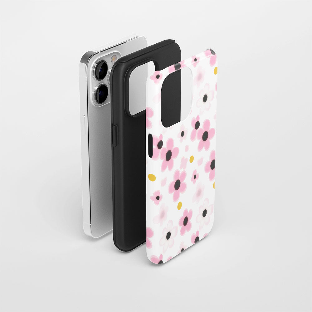 เคส iPhone Sakura แบบด้านแข็งพิมพ์ลายด้วยมือสองชั้น 
