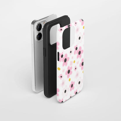 เคส iPhone Sakura แบบด้านแข็งพิมพ์ลายด้วยมือสองชั้น 