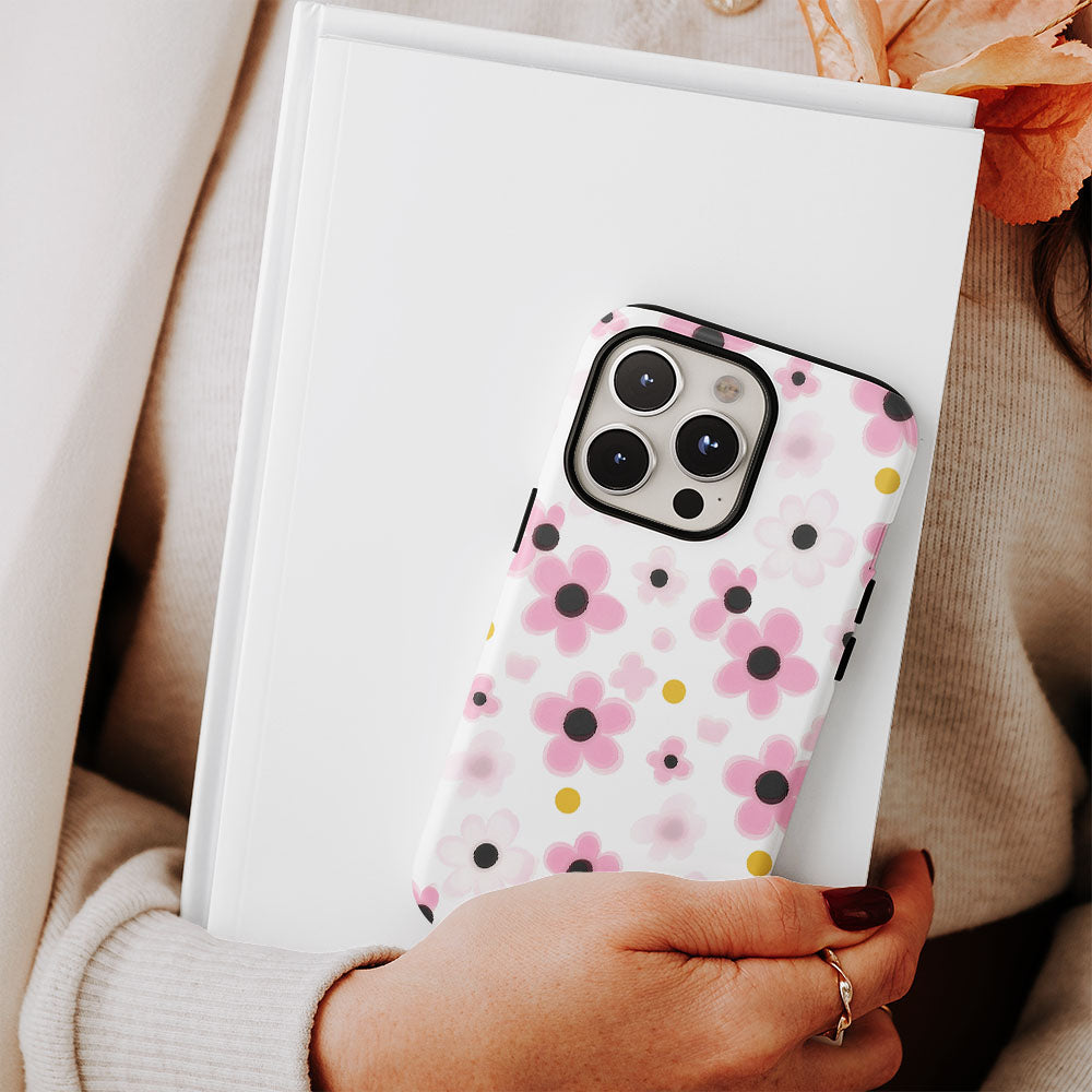 เคส iPhone Sakura แบบด้านแข็งพิมพ์ลายด้วยมือสองชั้น 