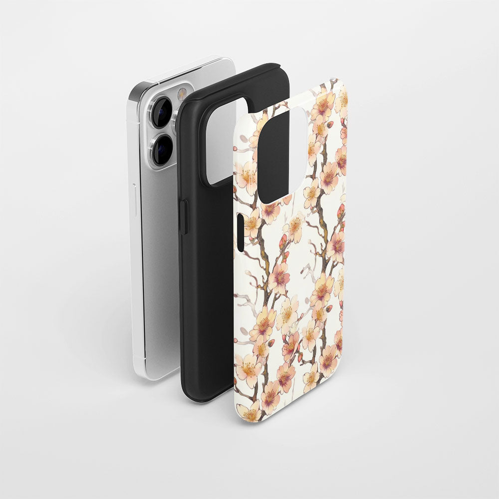 雙層半手印堅韌霧面櫻花 iPhone 手機殼