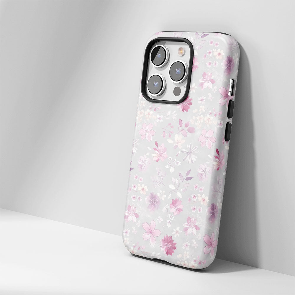 雙層半手印堅韌霧面櫻花 iPhone 手機殼