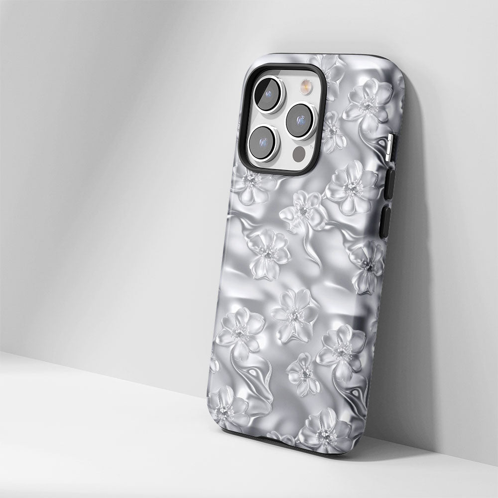 เคส iPhone Sakura แบบด้านแข็งพิมพ์ลายด้วยมือสองชั้น 
