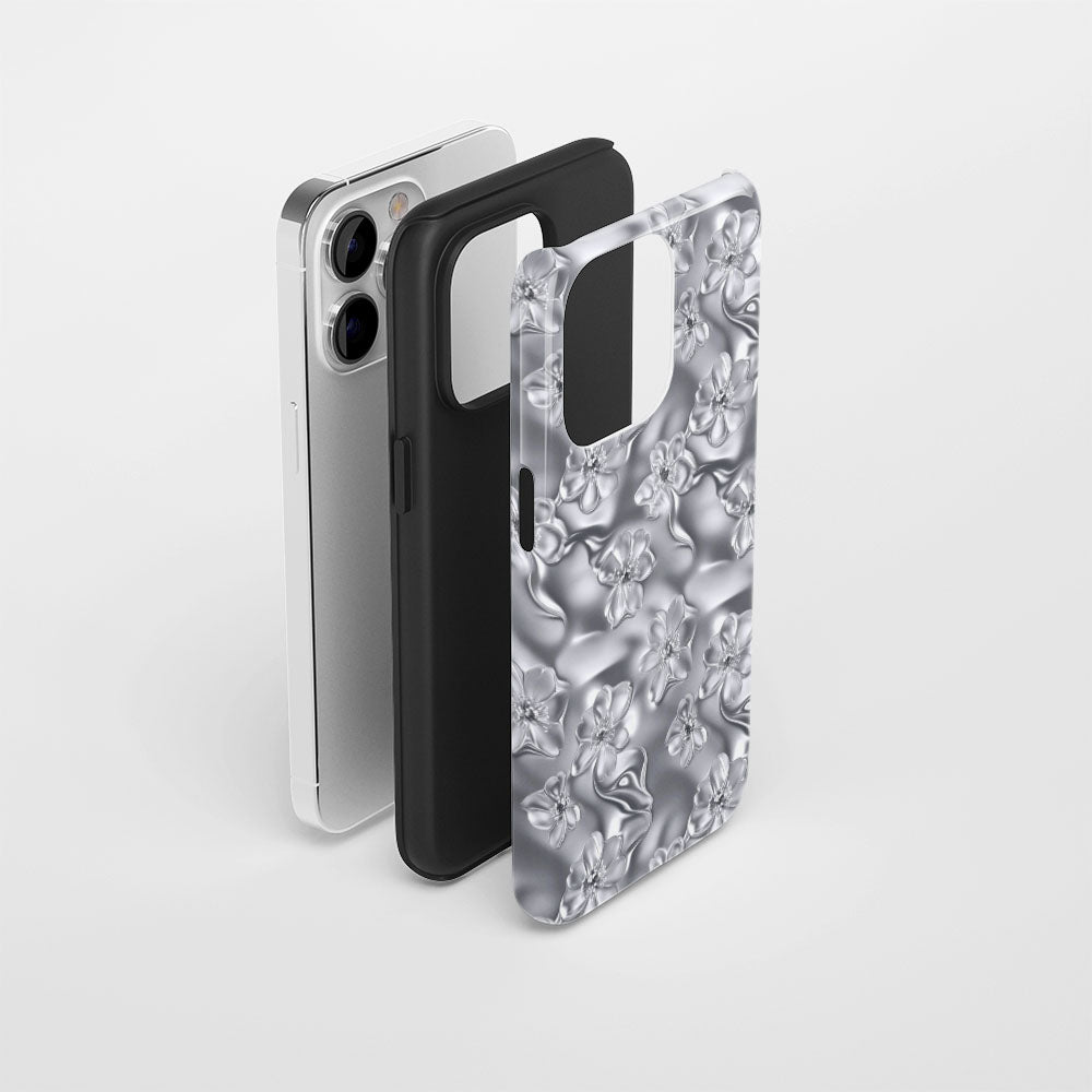 เคส iPhone Sakura แบบด้านแข็งพิมพ์ลายด้วยมือสองชั้น 
