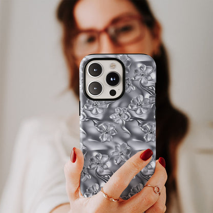เคส iPhone Sakura แบบด้านแข็งพิมพ์ลายด้วยมือสองชั้น 