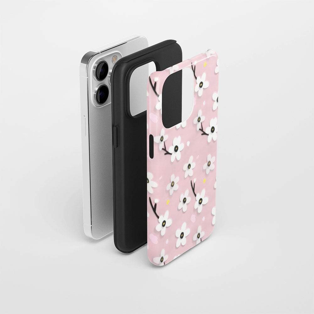 Double-Layer Semi-Handprinted Tough Matte Sakura iPhone Case