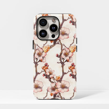 雙層半手工印花硬質霧面櫻花 iPhone 手機殼