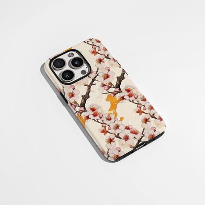 เคส iPhone Sakura แบบด้านแข็งพิมพ์ลายด้วยมือสองชั้น 