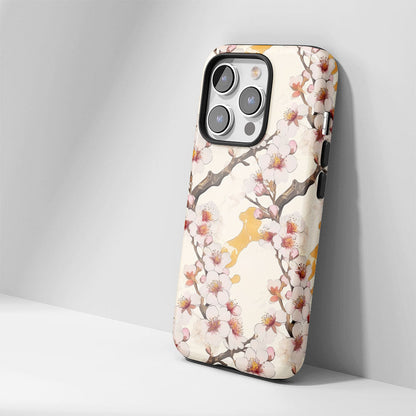 เคส iPhone Sakura แบบด้านแข็งพิมพ์ลายด้วยมือสองชั้น 