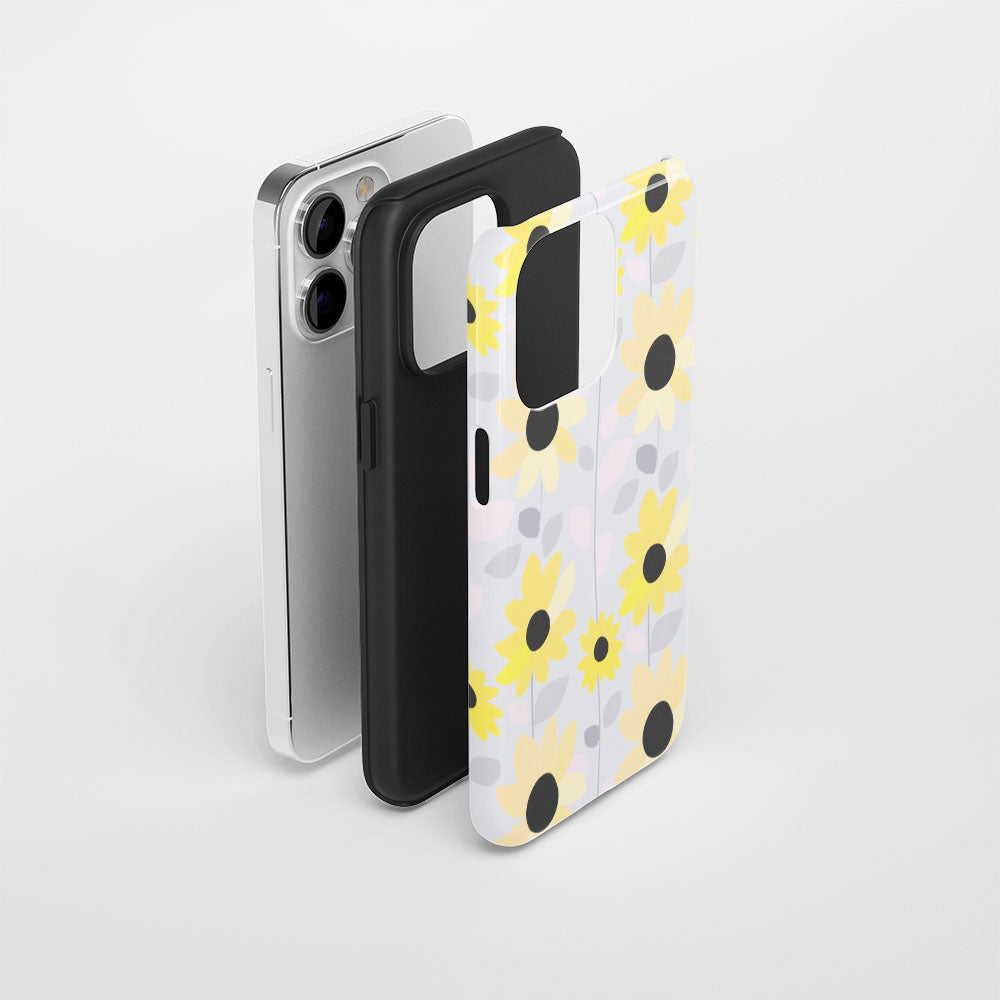 เคส iPhone ดอกทานตะวันเคลือบด้าน 2 ชั้น พิมพ์ลายด้วยมือครึ่งหนึ่ง 