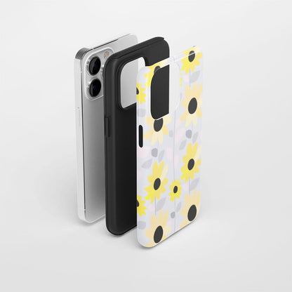 เคส iPhone ดอกทานตะวันเคลือบด้าน 2 ชั้น พิมพ์ลายด้วยมือครึ่งหนึ่ง 