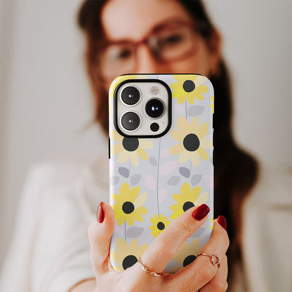 เคส iPhone ดอกทานตะวันเคลือบด้าน 2 ชั้น พิมพ์ลายด้วยมือครึ่งหนึ่ง 