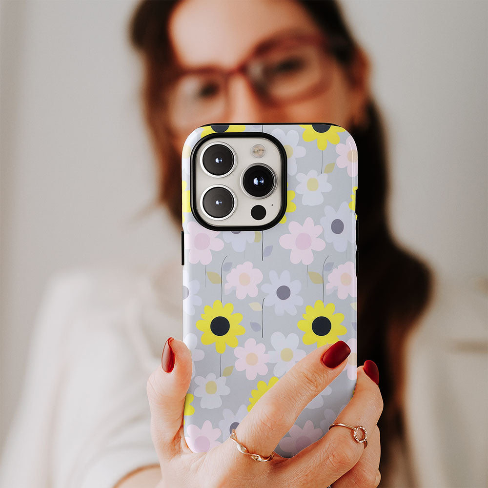 เคส iPhone ดอกทานตะวันเคลือบด้าน 2 ชั้น พิมพ์ลายด้วยมือครึ่งหนึ่ง 