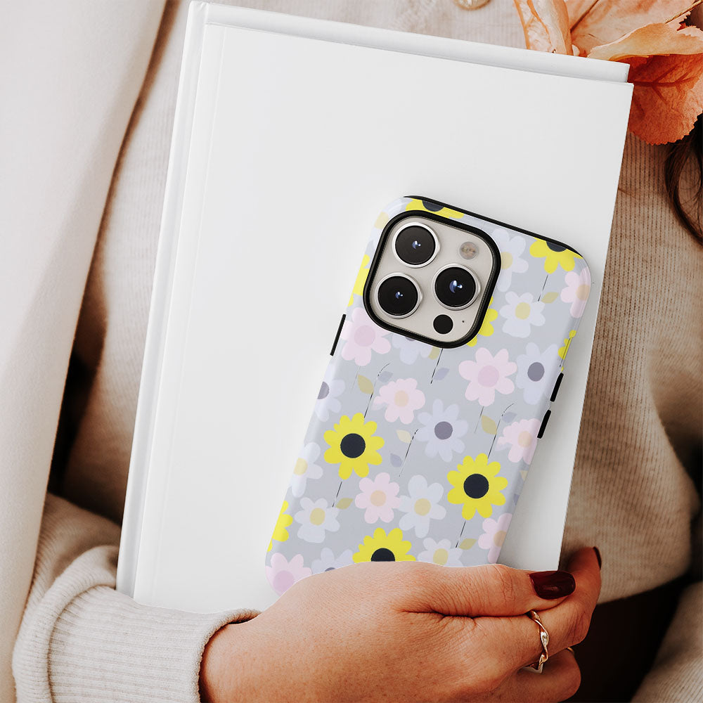 เคส iPhone ดอกทานตะวันเคลือบด้าน 2 ชั้น พิมพ์ลายด้วยมือครึ่งหนึ่ง 
