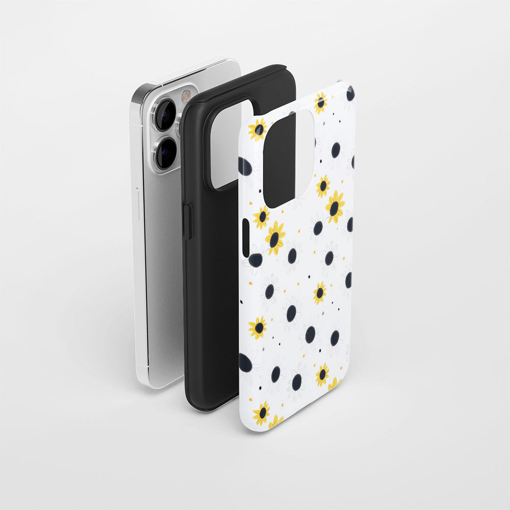เคส iPhone ดอกทานตะวันเคลือบด้าน 2 ชั้น พิมพ์ลายด้วยมือครึ่งหนึ่ง 